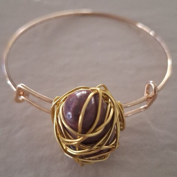 Expandable Bangle Adjustable Gem Stone Bracelet - Picture 5 of 5